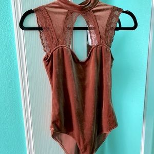 Forever 21 Knit Lace Bodysuit - Copper (Small)